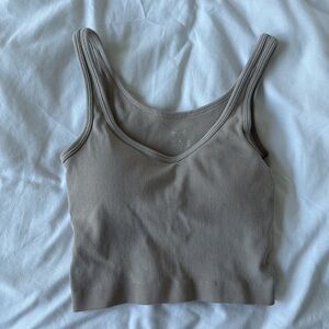 Ribbed Tank Top in Taupe